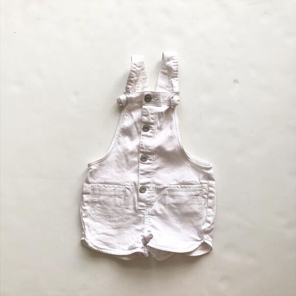 Babygap White knot straps denim shortalls EUC 2T - Picture 1 of 4